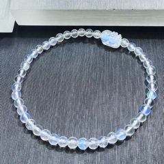 天然月光石貔貅水晶手串4mm圆珠 蓝月光灰