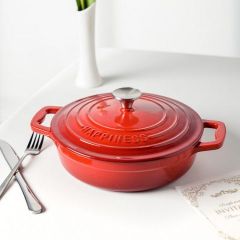 小幸福红色珐琅锅铸铁锅焖焗锅家用多功能