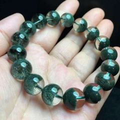 丹利水晶 绿幽灵单圈大颗粒圆珠手链（12.3mm）
