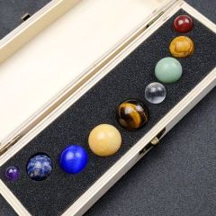 水晶宝石矿石标本 太阳系九大行星圆球摆件 （含盒）